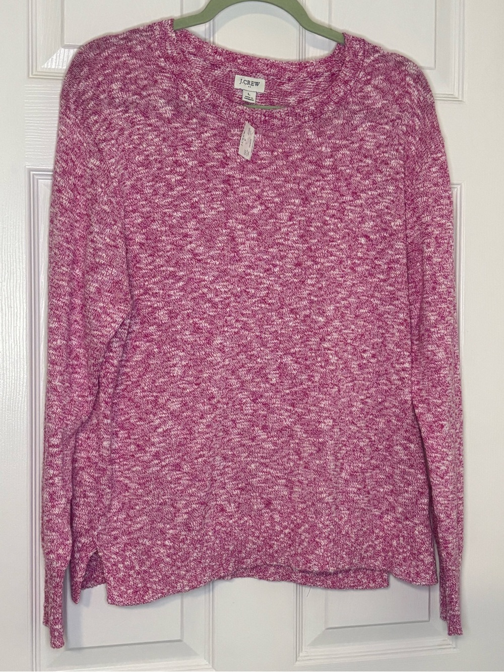 J. Crew Pink Marled Crewneck Sweater Cotton Blend M